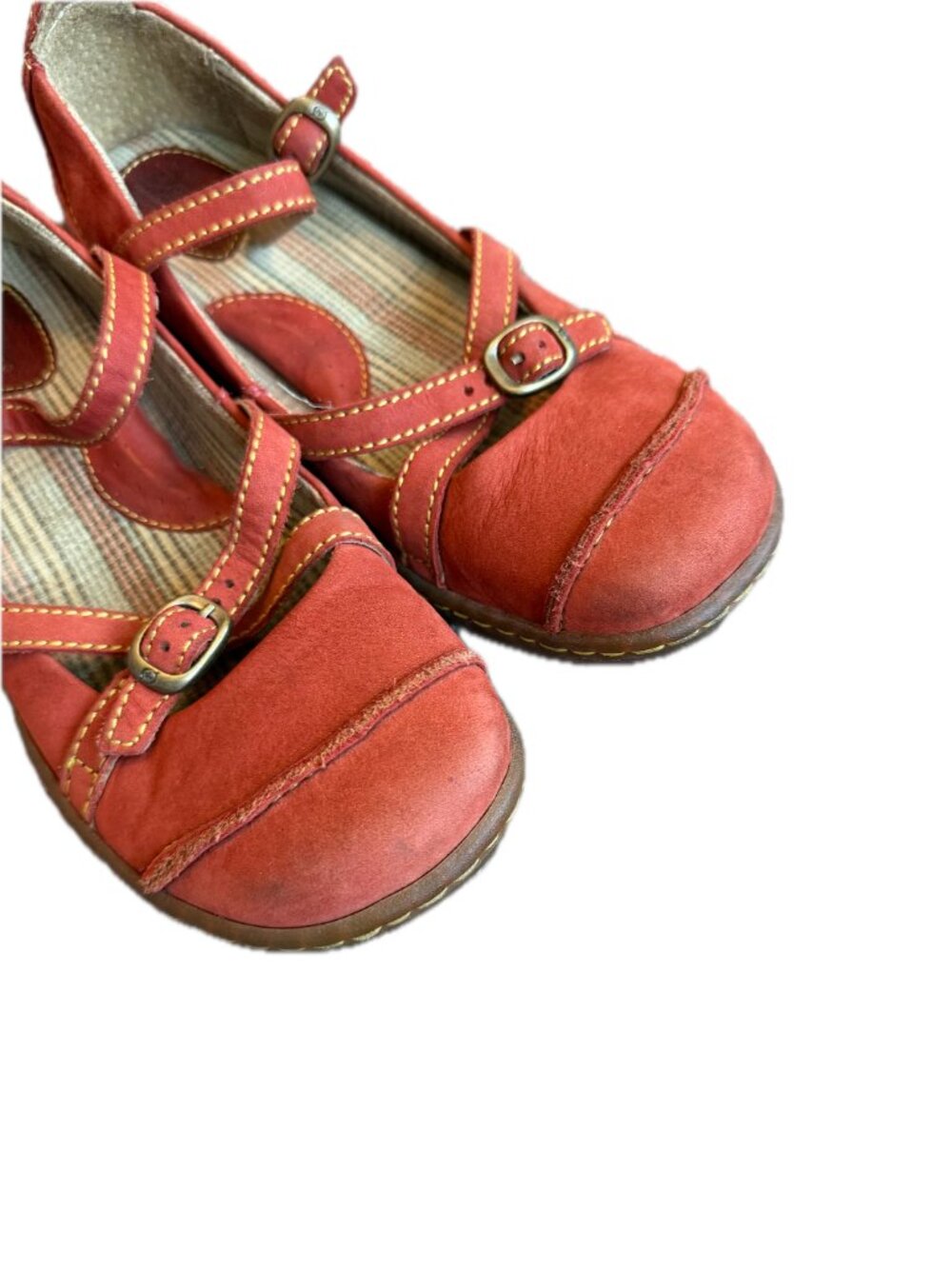 Born Rust Red Mary Jane Double Buckle Strap Flats Cushioned Size 7 Women's - Picture 4 of 11